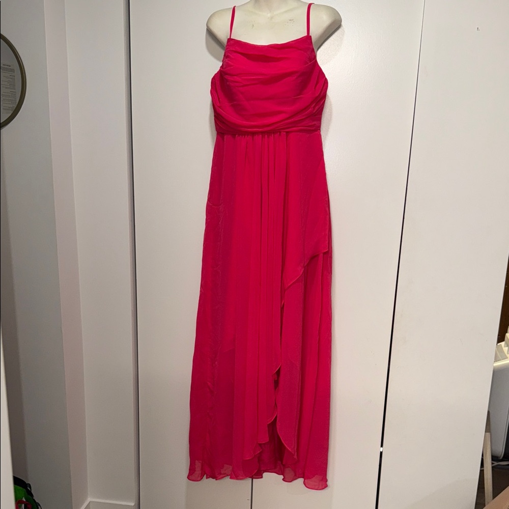 Red Asymmetrical Pleated Sundress for Weddings